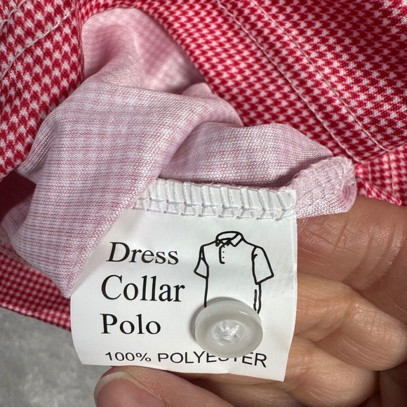 NWOT Collars & Co Mens Dress Collar Polo Short Sleeve Shirt S Red Houndstooth - Picture 5 of 8